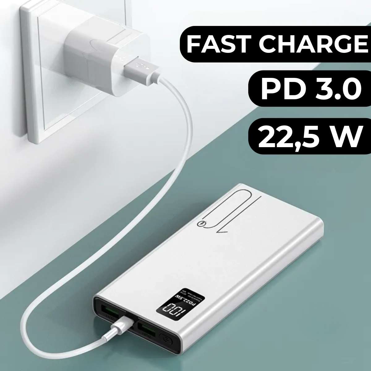 Powerbanka 10 000 mAh s rychlým nabíjením