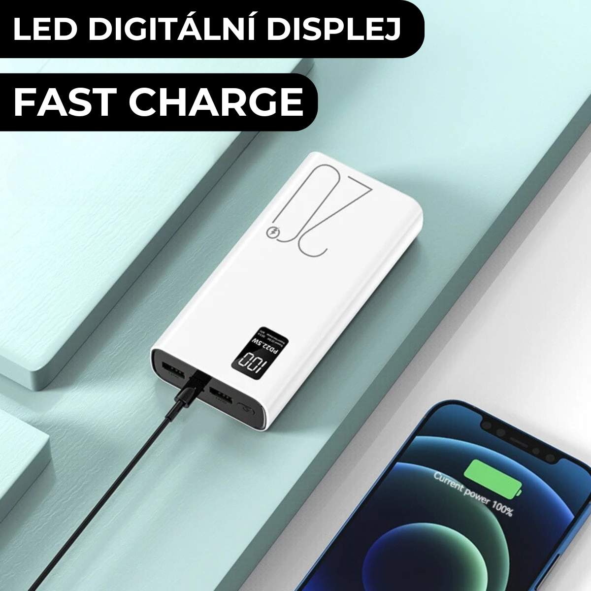 Powerbanka 20 000 mAh s rychlým nabíjením