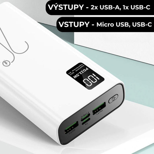 Powerbanka 20 000 mAh s rychlým nabíjením - Glowfox.cz
